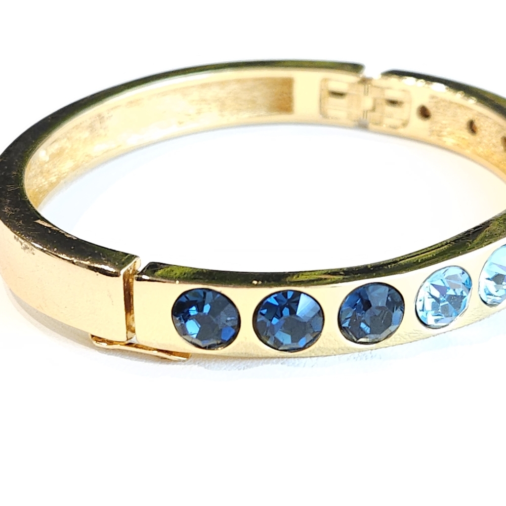 Christian Dior Bracelet Vintage Swarovski Blue Crystal Chr.Dior Gold Bracelet - Picture 5 of 16